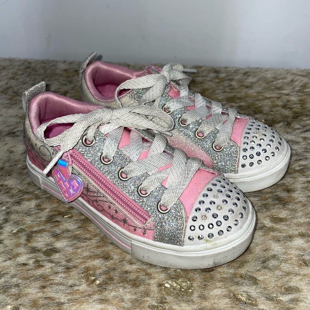 5 for‎ $25🔥Twinkle Toes Pink/ Silver Zip Side Light Up Sneakers Size 11.5